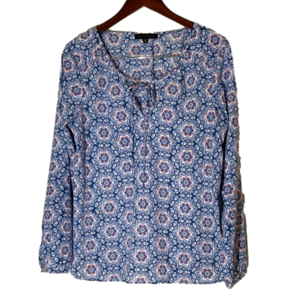 Sanctuary Long Sleeve Boho, V-Neck, Bow Boho inspired Flowy Top M, Anthro​‎